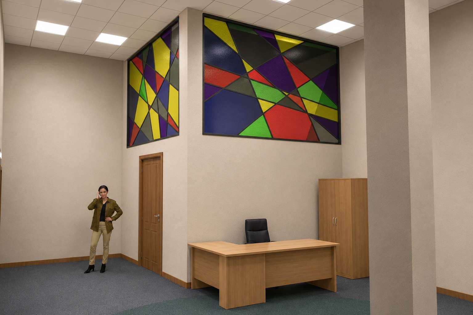 Фойе корпуса Г ИрГТУ с декоративными панно